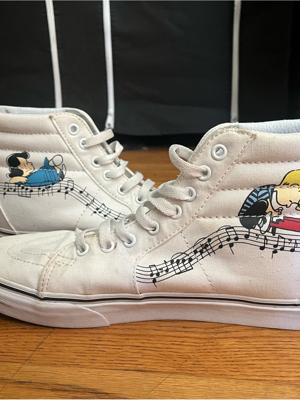 Vans White High-Top Sneakers with Peanuts